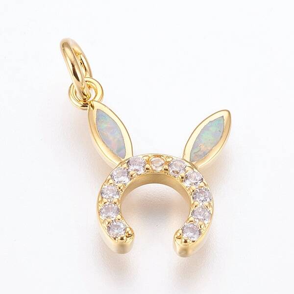 Brass Cubic Zirconia Bunny Pendants
