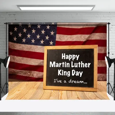 Apeturee Retro USA Flag Photo Frame Happy MLK Day Backdrop | Patriotic MLK Day Photography | American Flag MLK Day Event Deco...