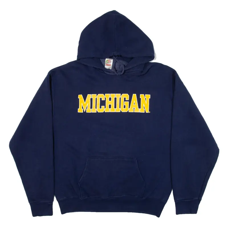 FRUIT OF THE LOOM Michigan Mens Blue Hoodie USA XL