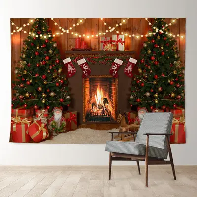 Aperturee Glitter Light Sweet Home Merry Christmas Backdrop
