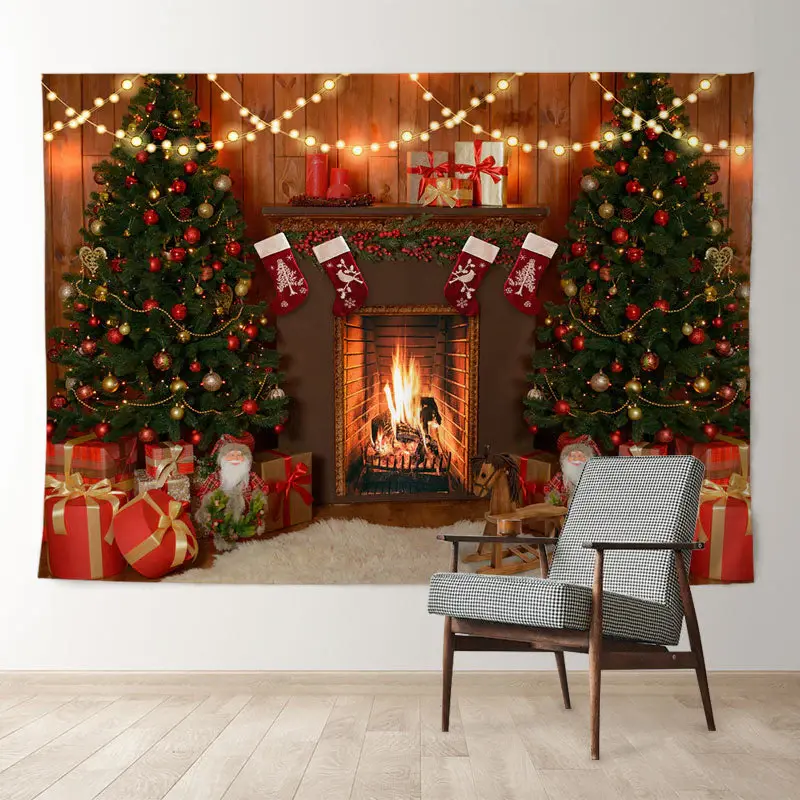 Aperturee Glitter Light Sweet Home Merry Christmas Backdrop