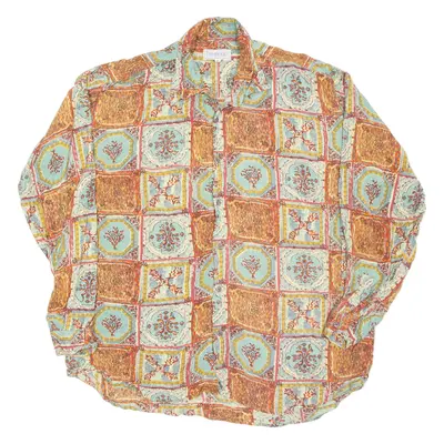 LAMBERTO Mens Shirt Brown Crazy Pattern Long Sleeve XL