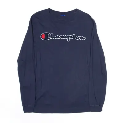 CHAMPION Sports T-Shirt Blue Long Sleeve Mens S