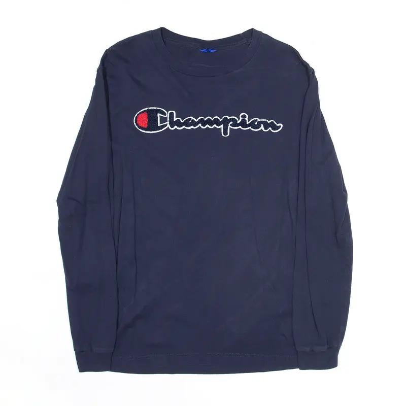 CHAMPION Sports T-Shirt Blue Long Sleeve Mens S