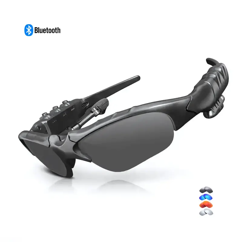 Smart Sport Sunglass – Bluetooth Audio, Foldable Flip-Up Lens, Mirror Coated, Adjustable Fit, Wearable, Wireless