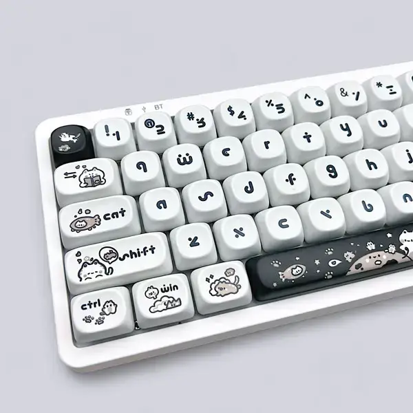 Happy Kitten Keycap Set, MOA Profile, Cute Art, PBT, Cherry MX Stem, Dye-Sub Legends moa profile