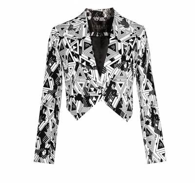 Amour Geometric Blazer | Size: Medium | Color: Black/White