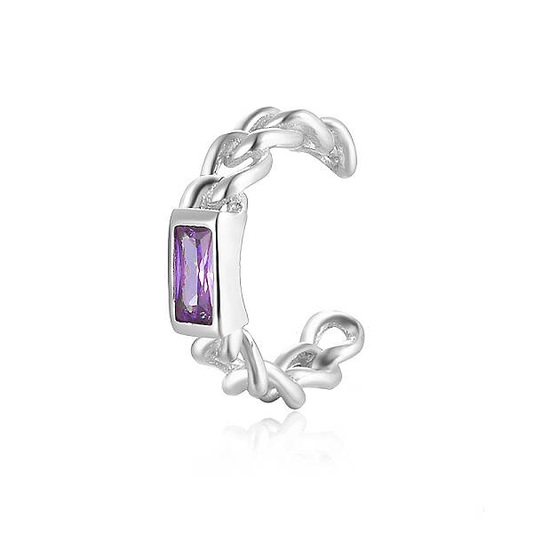 Anti-Tarnish Geometric Rectangle Fashionable Silver Clip-on Earrings with S925 Silver Chain Charm