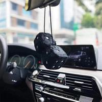 Car Rearview Mirror Hanging Decoration, 1 Pair Car Interior Decoration, Dice Shaped Rearview Mirror Hanging Decoration, Autom...