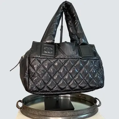Pre-owned CHANEL Nylon Top Handle Coco Cocoon Quilted Bag