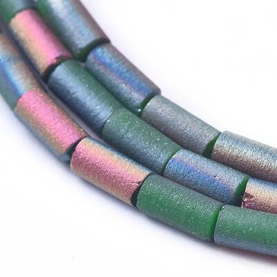 Electroplated Frosted Glass Beads Strands