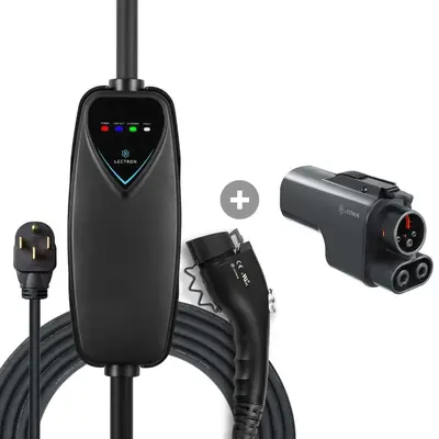 Lectron Portable Level 2 J1772 EV Charger + Tesla Supercharger (NACS) to CCS Adapter Bundle (Charger: 40A / 240V / NEMA 14-50...