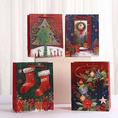 Christmas Paper Printed Tote Bags