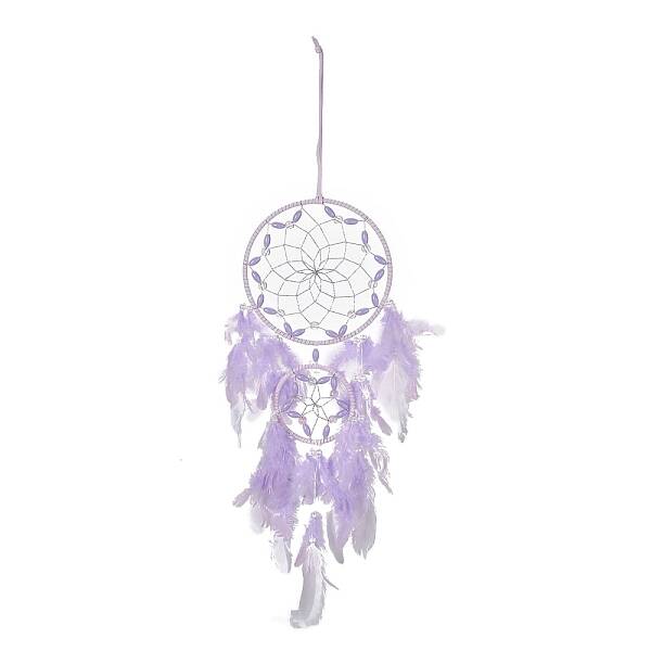Iron Woven Web/Net with Feather Pendant Decorations