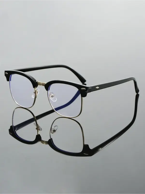 Simple Full Frame Square Anti-blue Light Eyeglasses, Basic Fashion Eyeglasses for Women & Men, Fashion Eyeglasses for Work, D...