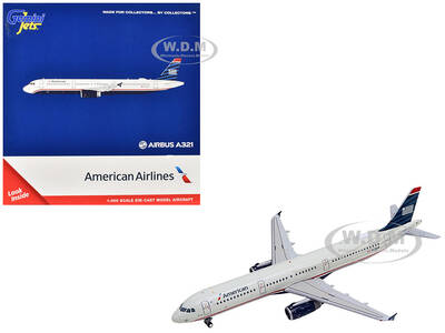Airbus A321 Commercial Aircraft American Airlines - US Airways Heritage Jet (N578UW) White with Blue Tail 1/400 Diecast Mod...