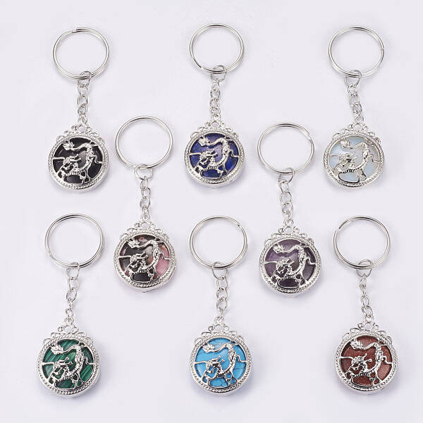 Natural & Synthetic Mixed Stone Keychain