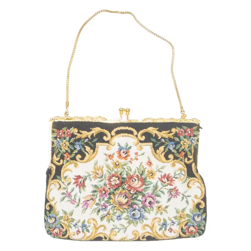 Womens Clutch Bag Black 90s Floral