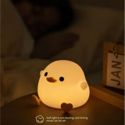 Cute Duck Design Table Lamp, USB Rechargeable LED Night Light with Soft Light, Dimming Timer Decorative Light For Home Bedroo...