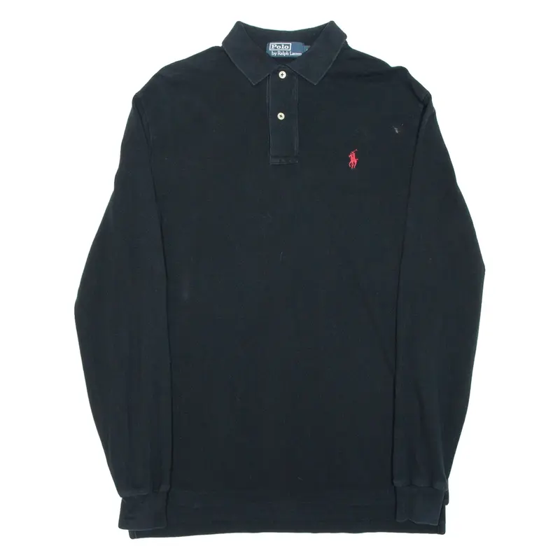POLO RALPH LAUREN Mens Polo Shirt Black Long Sleeve S