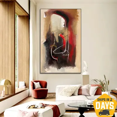 Wall Hanging Abstract Painting On Canvas Aesthetic Colored Artwork for Living Room Decor | OLD THINKER 35.4"x23.7"