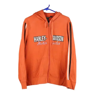 Harley Davidson Zip Up - Large Orange Cotton