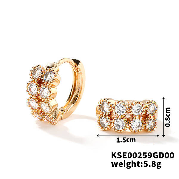 Geometric Shape Earrings with Micro Inlaid Diamonds