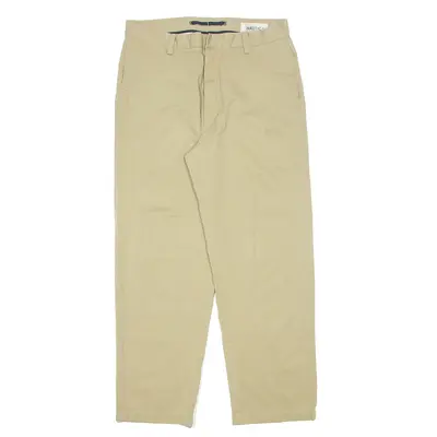 NAUTICA Clipper Canvas Trousers Beige Relaxed Straight Mens W34 L29