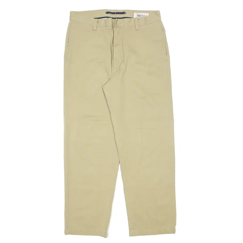 NAUTICA Clipper Canvas Trousers Beige Relaxed Straight Mens W34 L29