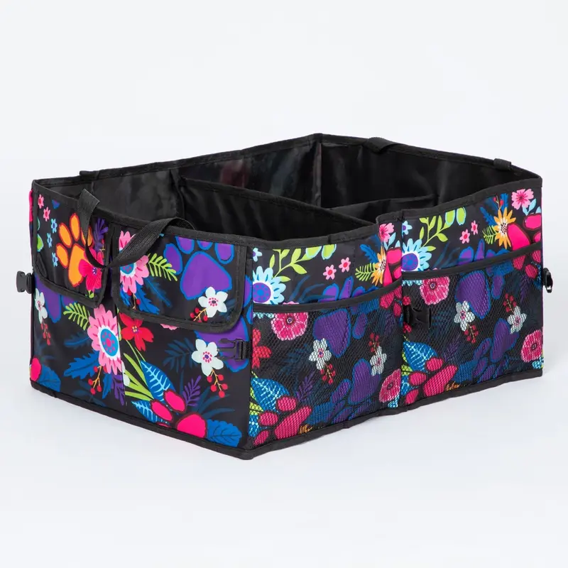 Paw Print Car Trunk Foldable Organizer - Argyle Paws