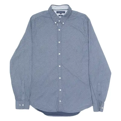 TOMMY HILFIGER Mens Shirt Blue Spotted Long Sleeve XL