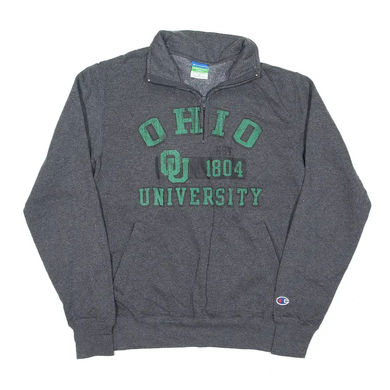 CHAMPION Ohio University Sweatshirt Grey 1/4 Zip Mens S