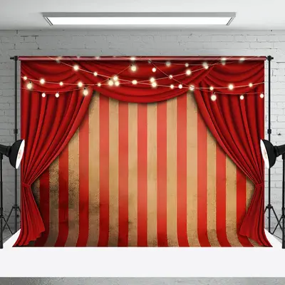 Retro Stripe Red Curtain Light Backdrop For Photo - Aperturee