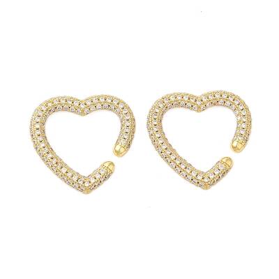 Heart Clear Cubic Zirconia Cuff Earrings