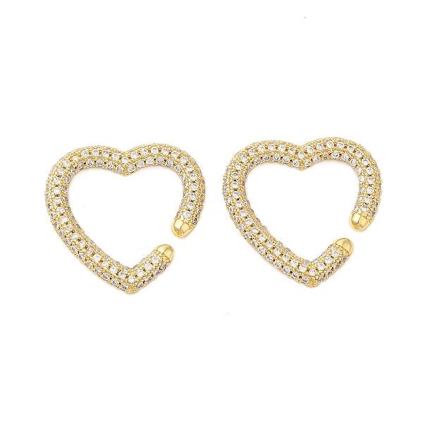 Heart Clear Cubic Zirconia Cuff Earrings