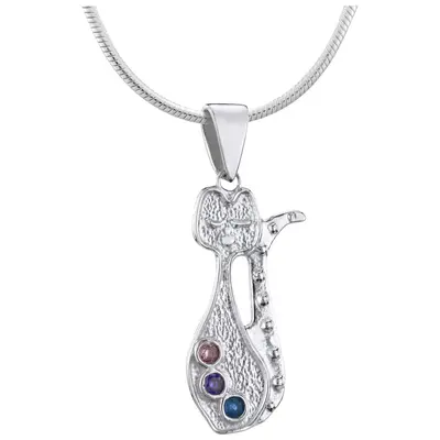 Fancy Cat Sterling Necklace - with Snake Chain