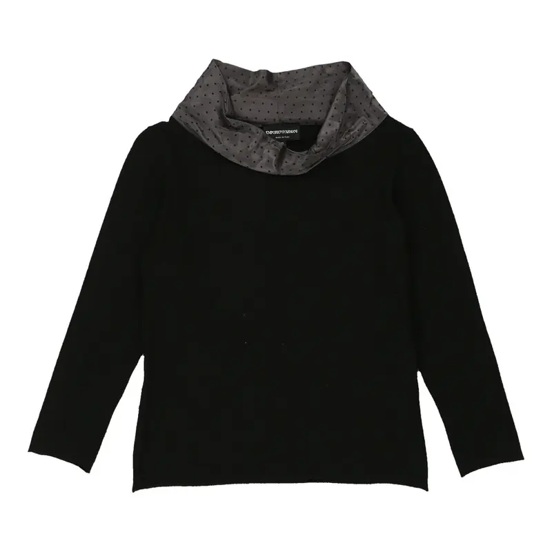 Emporio Armani Collared Top - Small Black Cotton