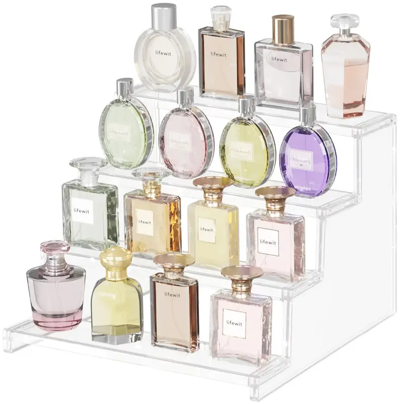 Lifewit 4 Tier Clear Display Stand for Perfume, Cologne, Fragrance, Skincare, Makeup, Cosmetics, Figures, Cupcake, Dessert