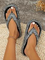 Women's Leopard Print Flip Flops, Casual Comfortable Home Slippers, Non-slip Soft Slippers for Indoor & Outdoor Wear, Walking...