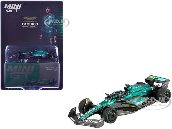 Aston Martin AMR24 #18 Lance Stroll Formula One F1 Canadian GP (2024) Limited Edition 1/64 Diecast Model Car by Mini GT