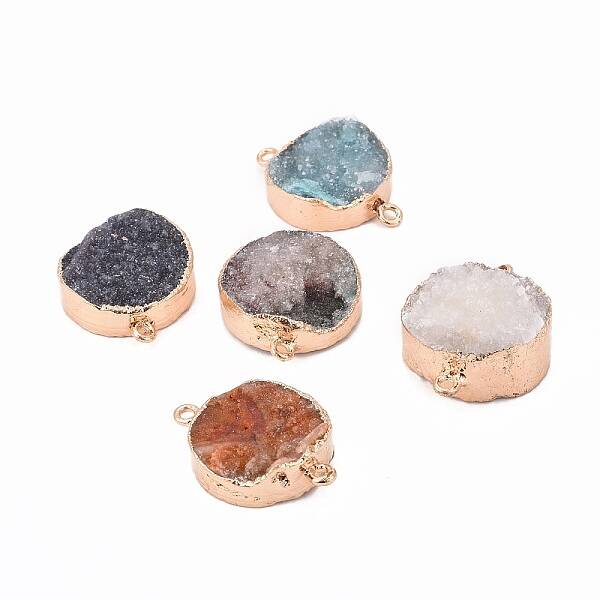 Plated Natural Druzy Agate Links connectors