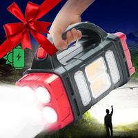Solar Powered Handheld Flashlight, 8 Modes Spotlight with USB Cable, Adjustable Tactical Flashlight Rechargeable Portable Led...