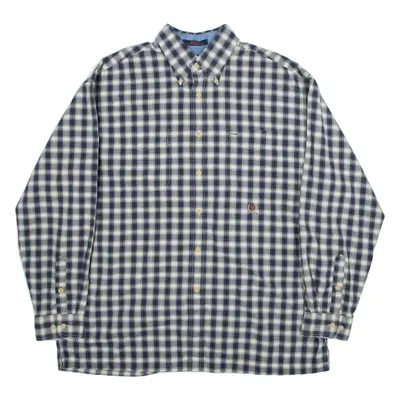 TOMMY HILFIGER Mens Shirt Blue Check Long Sleeve L