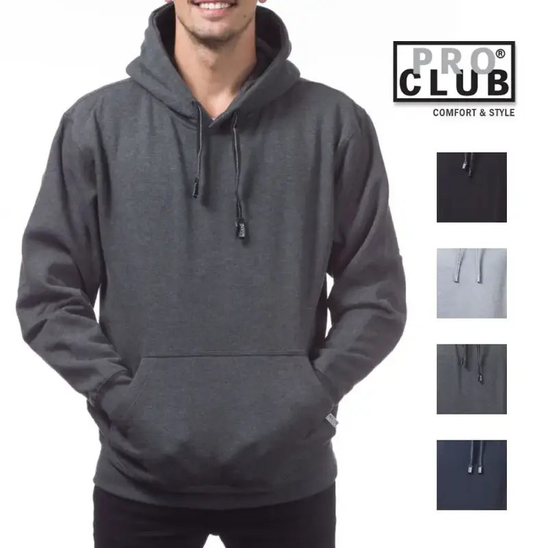 PROCLUB Men's Heavyweight Pullover Hoodie PRO CLUB Fleece Hooded Sweatshirt 2 Slash Pockets Casual Pullover Hoodies Heavy Com...