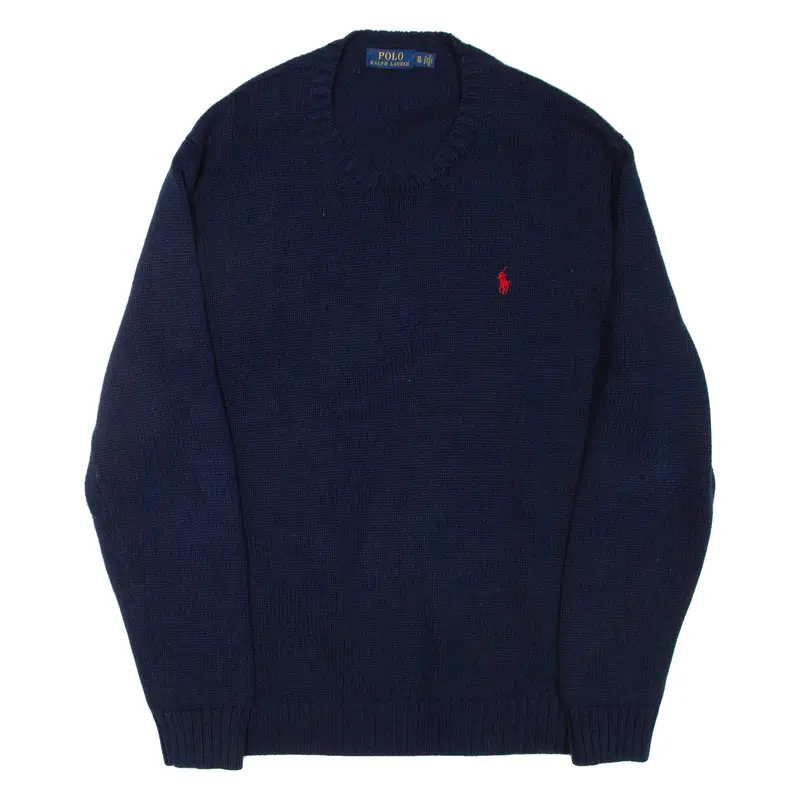 POLO RALPH LAUREN Mens Heavy Knit Jumper Blue Chunky Knit XL