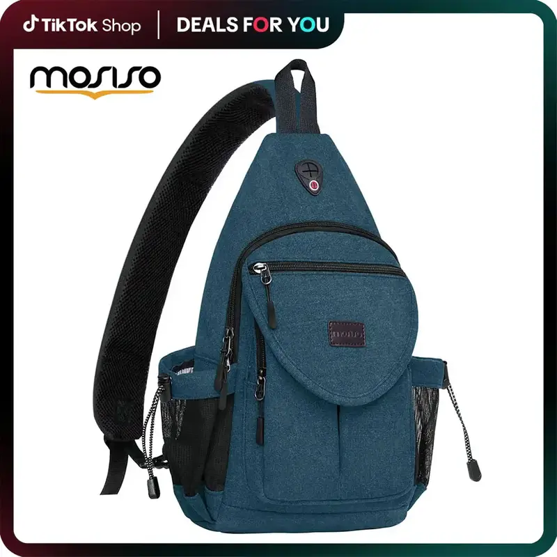MOSISO Sling Backpack Canvas Crossbody Hiking Daypack with Anti-theft Pocket 15.51 x 9.84 x 5.51 Inches Lightweight Unisex Ca...