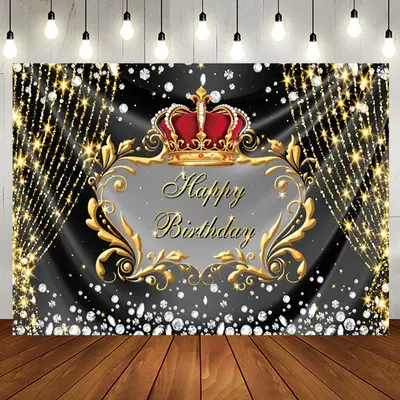 Gold Glitter String Crown Diamonds Birthday Backdrop - Aperturee