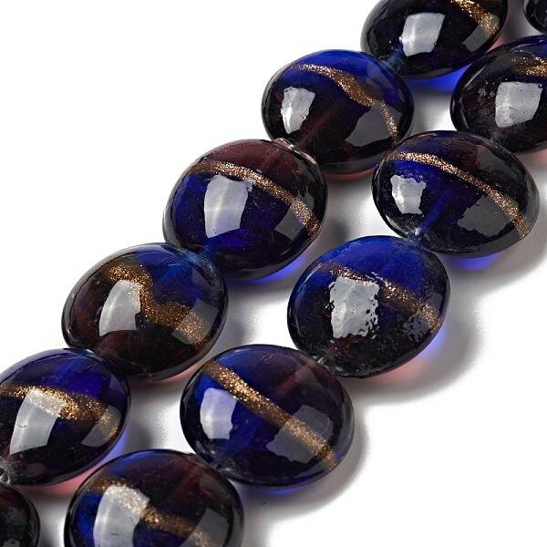 Handmade Gold Sand Lampwork Beads Strands