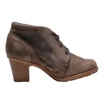 CLARKS Heeled Lace-Up Boots Brown Leather Womens UK 4