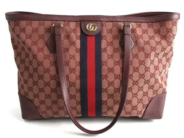 Pre-owned GUCCI Canvas tote bags GG Medium Ophidia Burgundy Tote Bag